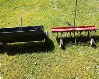 Outside:  2 Attachments for the Craftsman PYT 9000 Riding Mower w/2 attachments (Runs great)