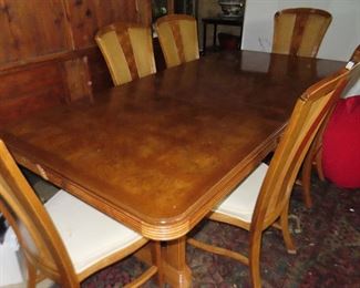 Midcentury Dining Table with 2 Leaves and 6 Chairs