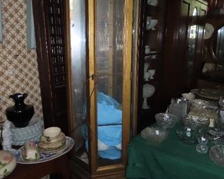 Small Midcentury Gold China Cabinet