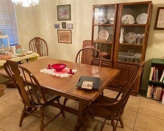 Dining room set with 5 chairs. Mid century modern china cabinet