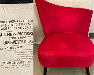 Modern Red Velvet Chair Armen Art Furniture 