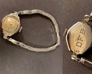 Antique 14 Kt White Gold & Diamond Lyceum Watch
