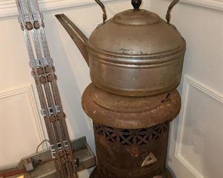 Antique Metal Mini Stove & Teapot