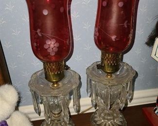 Antique Red Glass Lamps