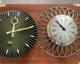 Mid-Century Sessions and Spartus wall clocks
