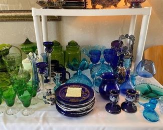 Blue and colbalt blue glass