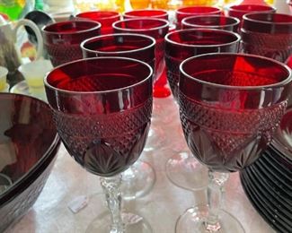  Luminarc Arcoroc ruby red wine goblets