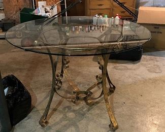 Glass Top Table with Metal Base