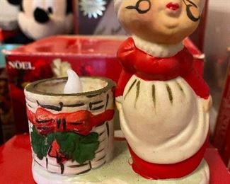 Vintage Mrs. Claus Candle Holder