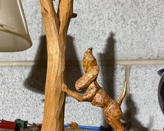 Small Wooden Dog and Raccoon Folk Art