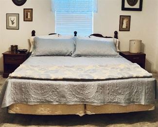 Master Bedroom: Antique - Vintage Pictures & Frames; Vintage Crock; Bed Linens; Bed Frame with Headboard, Mattress & Boxsprings; Two Bedside Tables