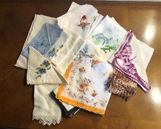 Vintage Handerchiefs. Prints, crochet, embroidery 
