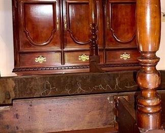 Detail pic underside Cherry Gate Leg Table, signature in wax, J. Edwards. 