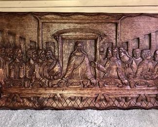 “Last Supper” carved wood art piece. 