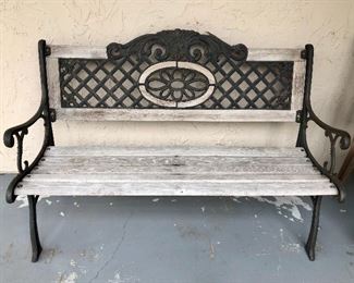 Wood and Iron Garden Bench 