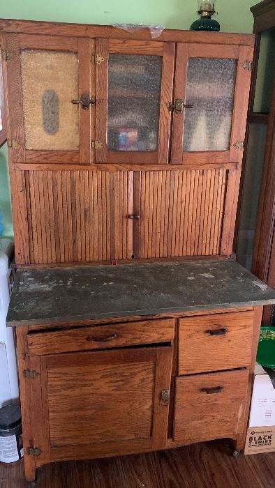 Antique Oak Hoosier Style Cabinet