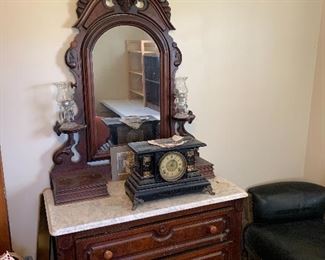 Victorian Walnut Dresser Marble Top