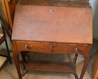 Antique Walnut Drop Front Desk