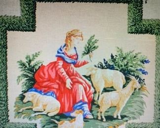 Cowtan & Tout imported French fabric panel drapes. Pastorale scene on cream background. 8'Lx9'W. Fabric is 56% linnen, 44% cotton. Custom made, full lined with cotton fabric and French pinch pleats