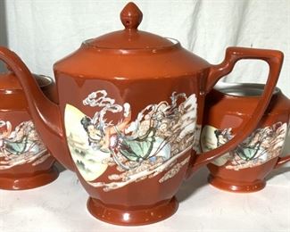 3 Pc Signed Asian Porcelainware Tea Set
