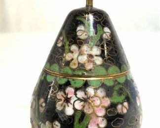 Vintage Enameled Pear Shaped Asian Trinket Box
