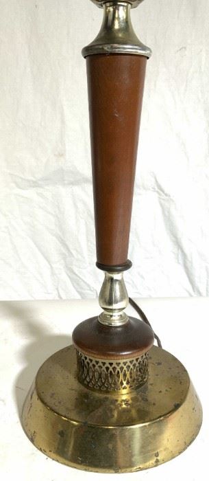 MCM Wooden & Brass Table Lamp
