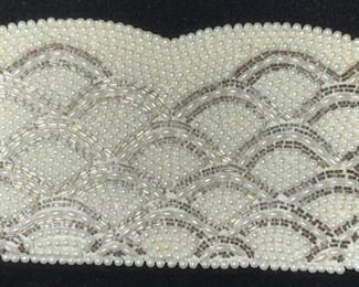 Mid Century Costume Pearl Beaded Clutch in Box

