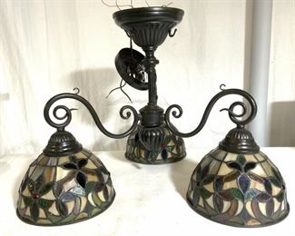 3 Arm Tiffany Style Stained Glass Shade Chandelier
