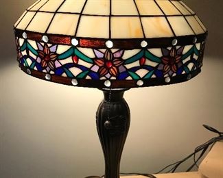 Tiffany style stained glass lamp circa 1950