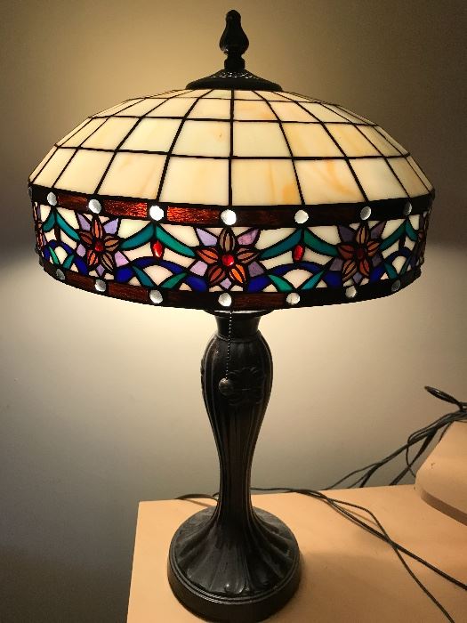 Tiffany style stained glass lamp circa 1950