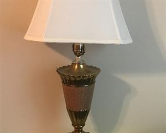 Pair of nice brass lamps with contemporary shades
