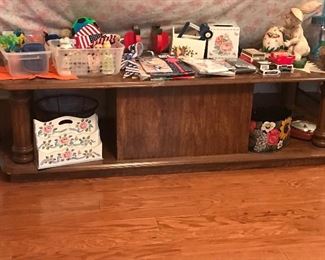 Vintage coffee table with storage in other side. 