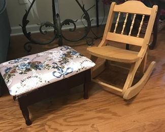 Child’s chair and footstool with storage