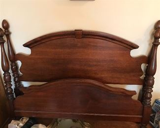 Queen size walnut four poster vintage bed