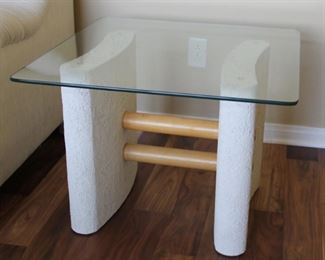 #12.  $80.00   Pair end tables glass top 21.5” X 28” X 28” 