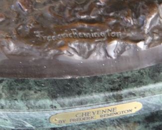 #22 Extra view.  Frederic Remington 'Cheyenne' Vintage Cast Bronze Sculpture w/ Marble Base  20” X 22” X 9”        Reproduction 1980.   $800.00 