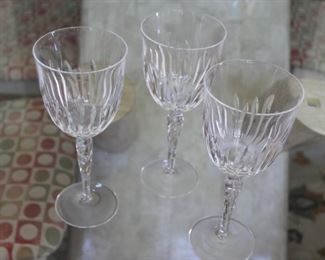 #51.  $120.00   Set 3 Tiffany wine glasses 8.5”  CHRYSANTHEMUM