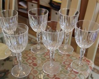 #55.  $240.00   Set 6 Tiffany wine glasses 7.5”   CHRYSANTHEMUM