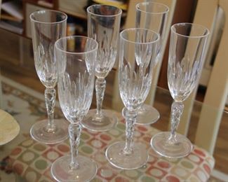 #57.  $240.00   Set 6 Tiffany champagnes 9” CHRYSANTHEMUM