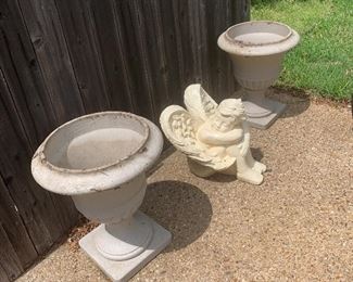 Concrete urns and cherub