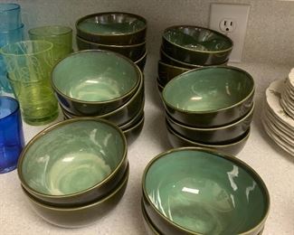 Green glazed bowls