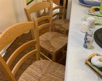 Ladder back chairs with rush seats