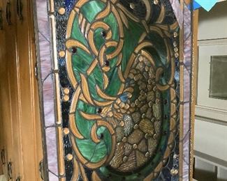 Hand-made stained glass art panel (needs repair)