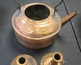 Copper Kettle & Candle Holders