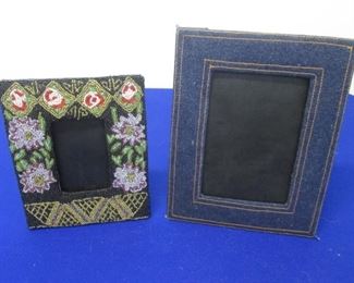 Beaded Picture Frame by Christiana, 6" x 8"                             Levi-Fabric Wrapped Picture Frame, 7" x 10"