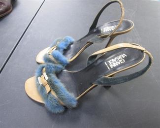 Gianni Versace Fur-Trimmed Heels