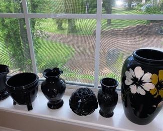 Collection vintage black amethyst glass.