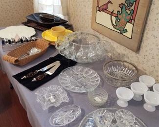 Serving dishes and punch bowl set.