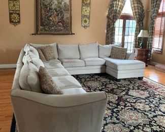 5 piece sectional - right arm section - 62"w, (2) armless sections - 52"w, corner - 52"w x 48"d & chaise 63"l