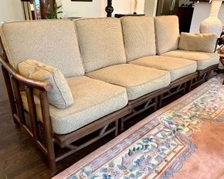 $1500.00 - Vintage Rattan LaJolla MCM four piece sofa. 8 feet long, 32H 33D EXCELLENT condition. 